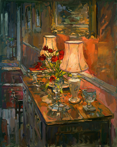 Lamp and Tulips von Susan  Ryder