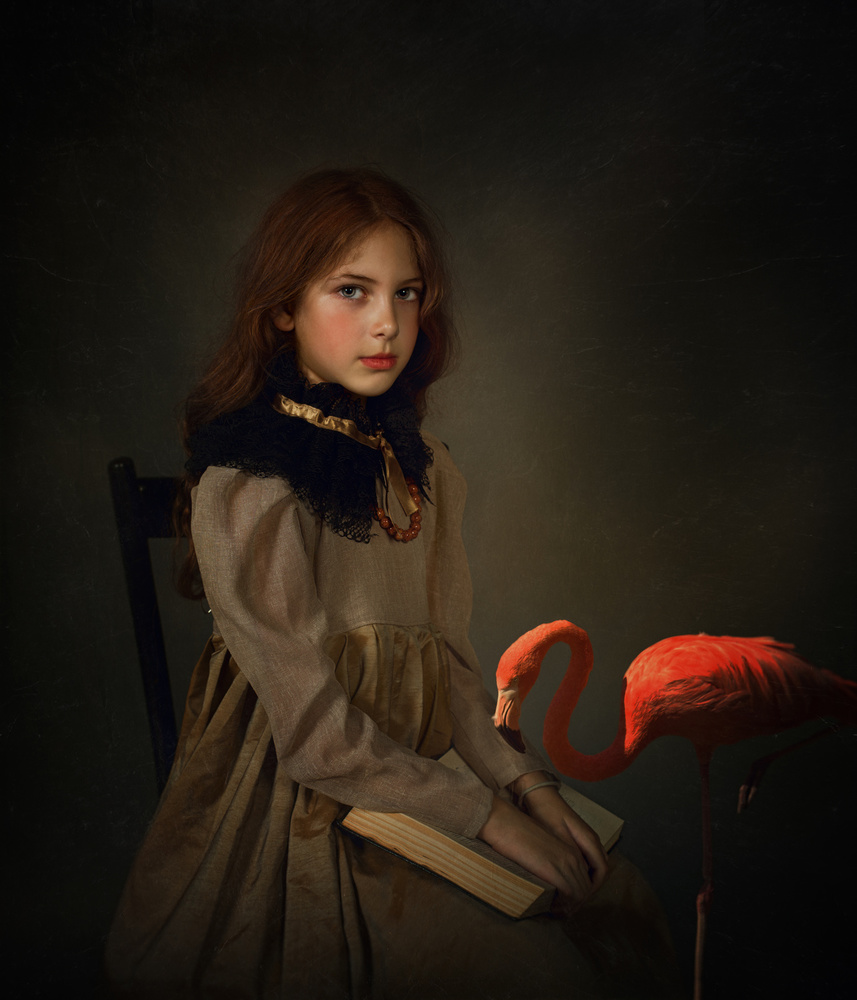 Portrait with Flamingo von Svetlana Melik-Nubarova