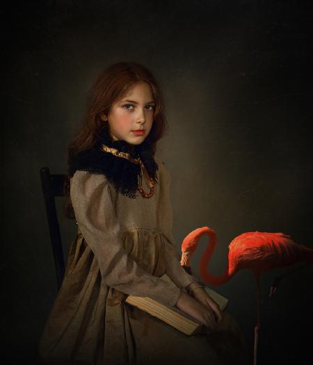 Portrait with Flamingo