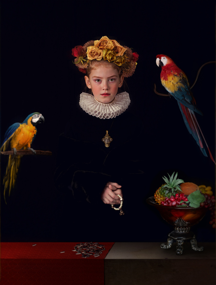 Portrait with Parrots or Prayer before a meal von Svetlana Melik-Nubarova