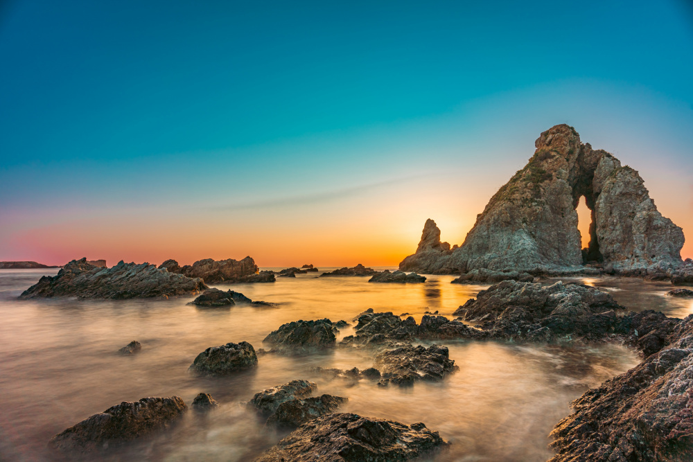 Beach Sunset Rocks Stones von TAKEDA HIDEO