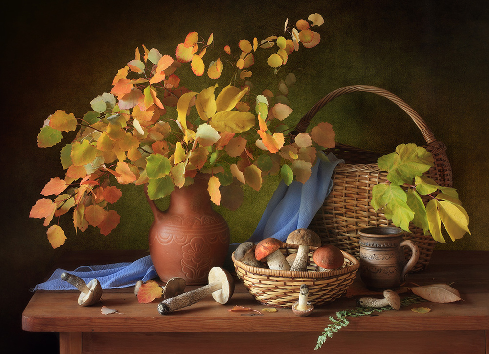 Autumn still life with mushrooms von Tatyana Skorokhod