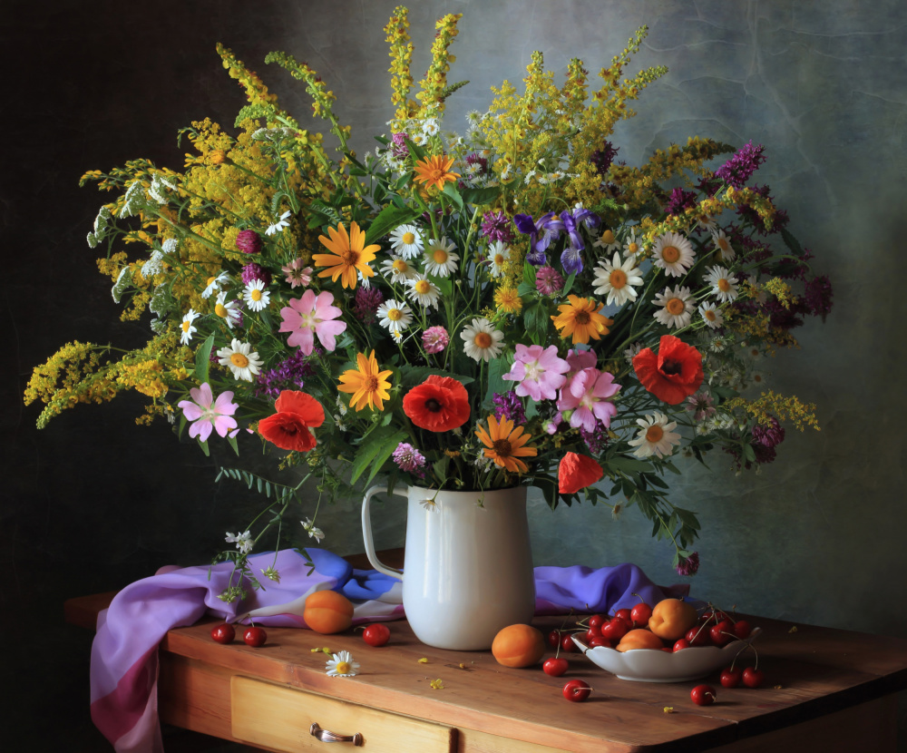 Still life with a bouquet of meadow flowers von Tatyana Skorokhod