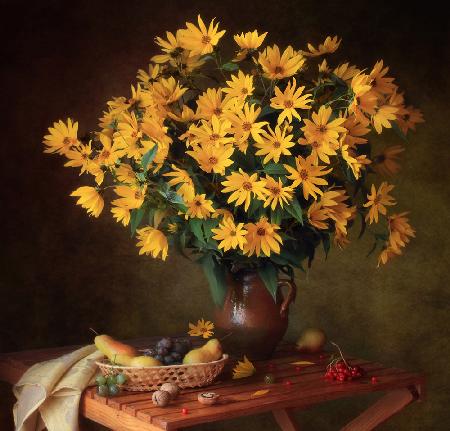 Still life with autumn flowers