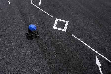 A blue parasol