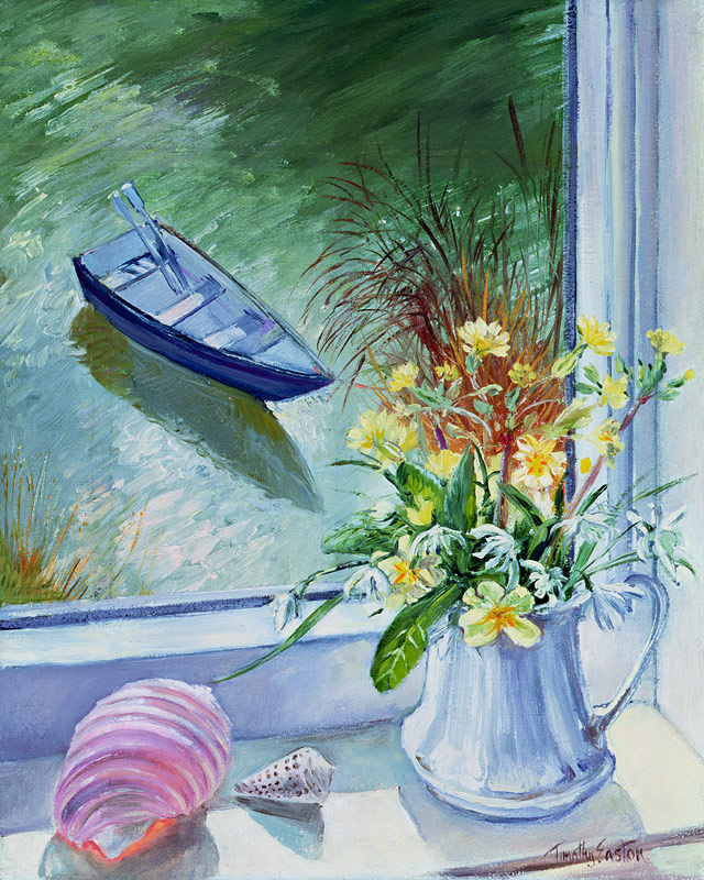 First Flowers and Shells (oil on canvas)  von Timothy  Easton