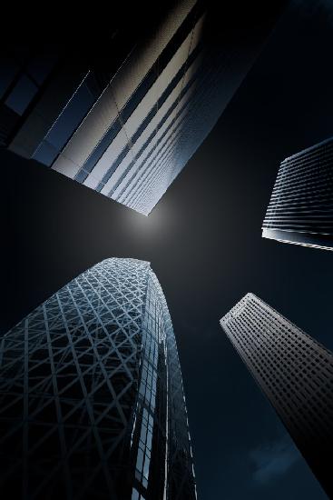 Moonlit skyscrapers