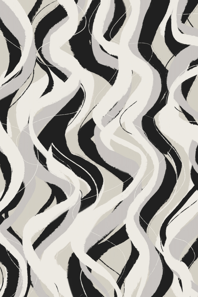 Beige Grey Black Waves Pattern von Treechild