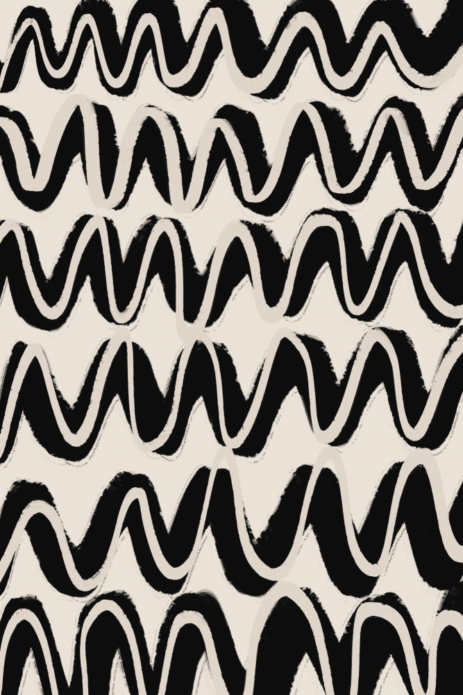 Beige Black Waves Pattern von Treechild