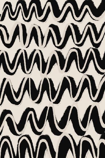 Beige Black Waves Pattern