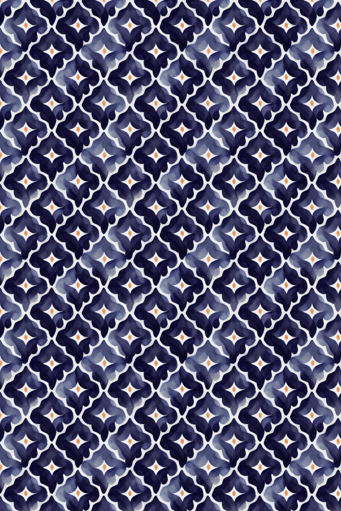 Blue Aquarell Tile Pattern von Treechild