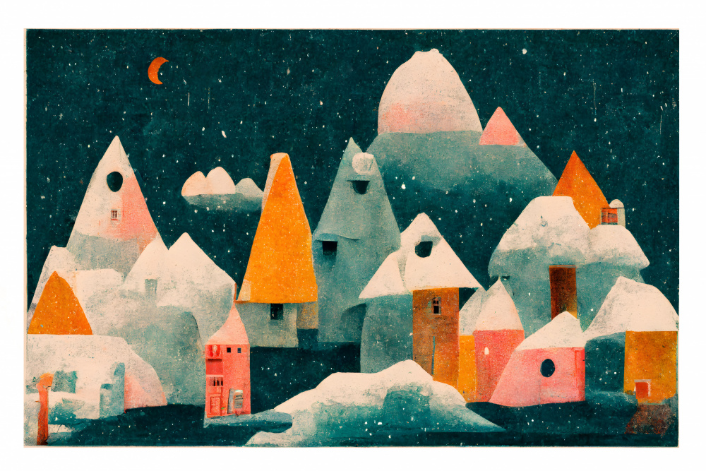 Little Village With Moon von Treechild