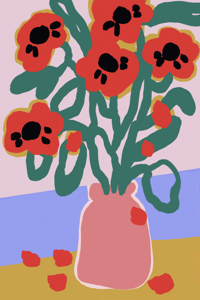 Poppy In Pink Vase von Treechild