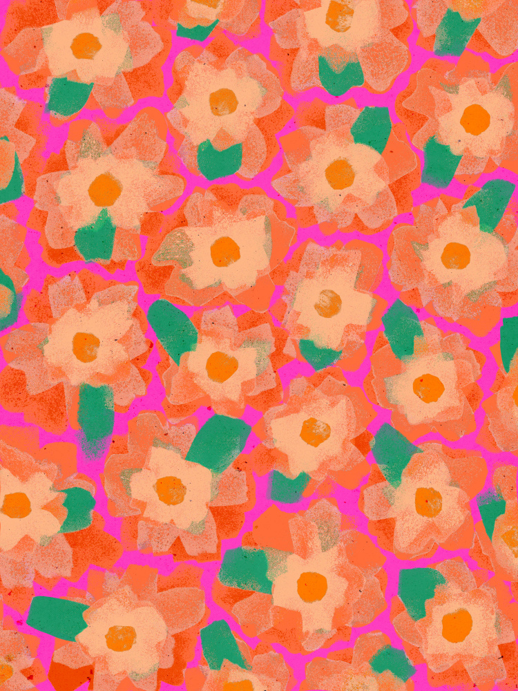 Cute Orange Flower Pattern von Treechild