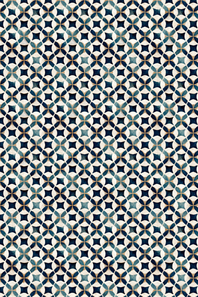 Vintage Blue Beige Pattern von Treechild