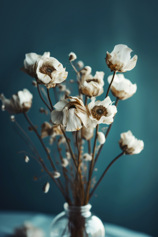 White Flowers On Turquoise Background von Treechild