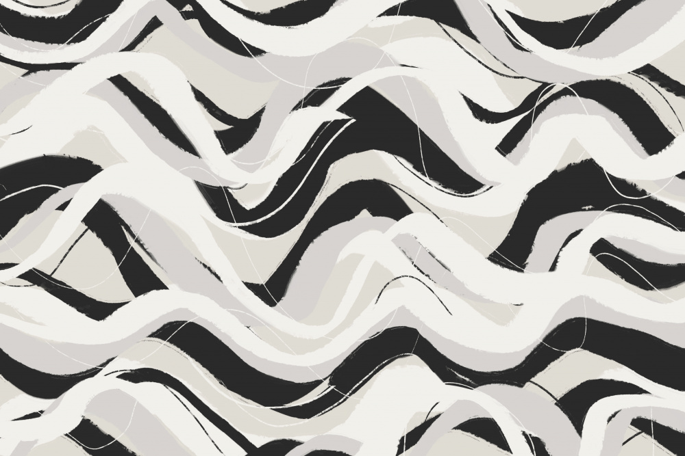 White Black Waves Pattern Square von Treechild