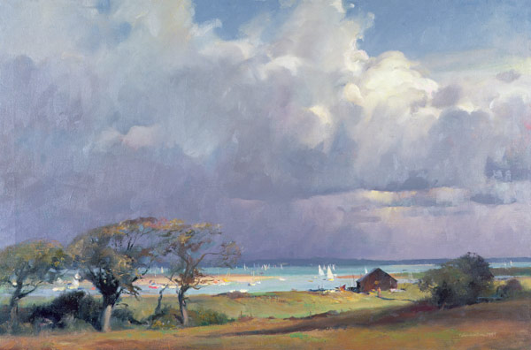 Threatening storm in the Solent, 1989  von Trevor  Chamberlain