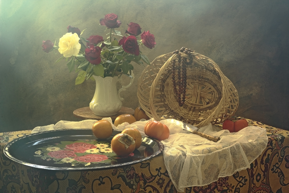 Still Life with tray and Roses von UstinaGreen