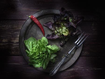 still life with salad