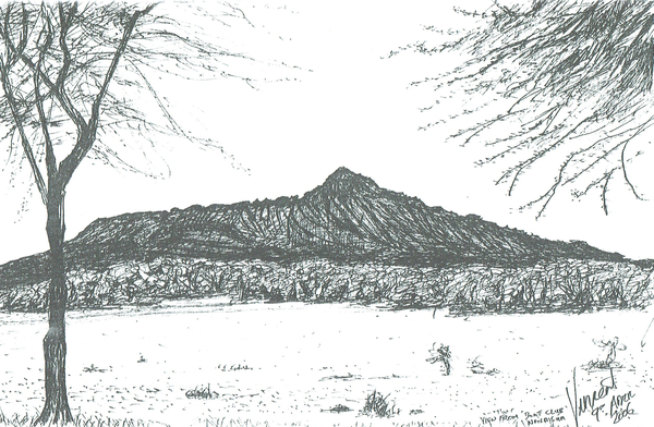 Mountain from boat club at lake Naivasha, Kenya von Vincent Alexander Booth