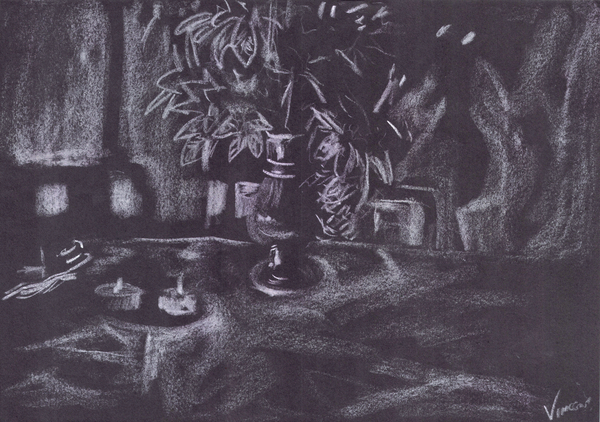 Plant in room by candlelight von Vincent Alexander Booth