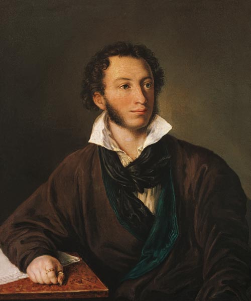 Portrait of Alexander Pushkin (1799-1837) von Wassili Tropinin