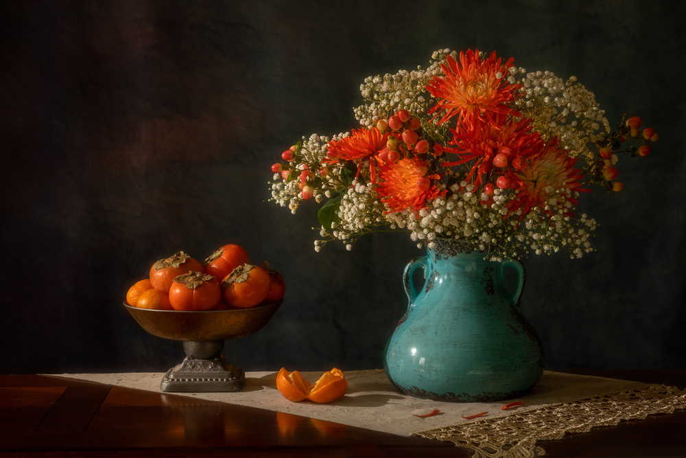 Chrysanthemum &amp; persimmon von Wendy Xu