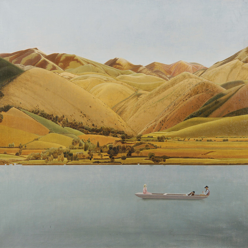 Edge of Abruzzi: Boot mit drei Personen an einem See von Winifred Knights