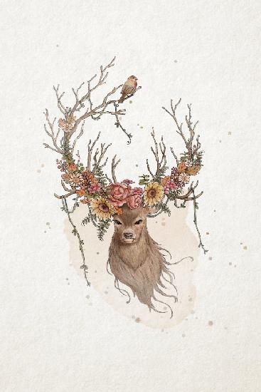 Deer and flowers