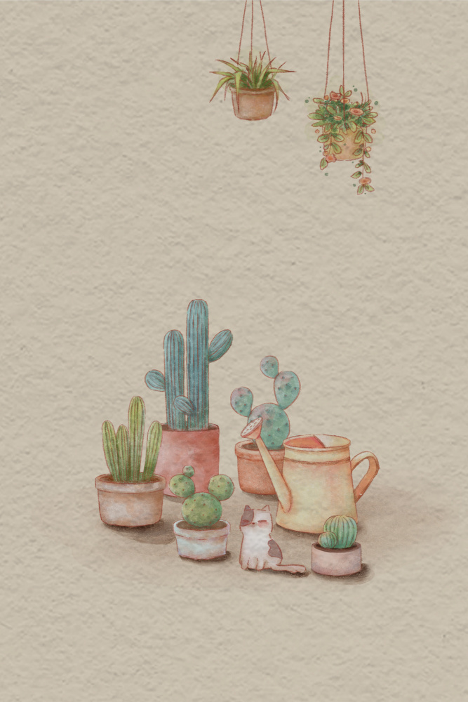 Cactus and cat von Xuan Thai