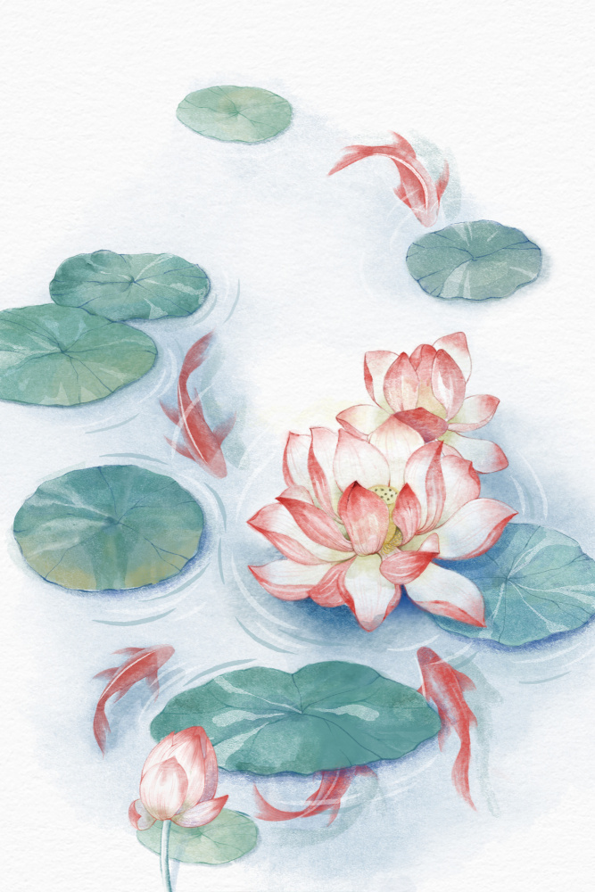 Lotus Pond Watercolor von Xuan Thai