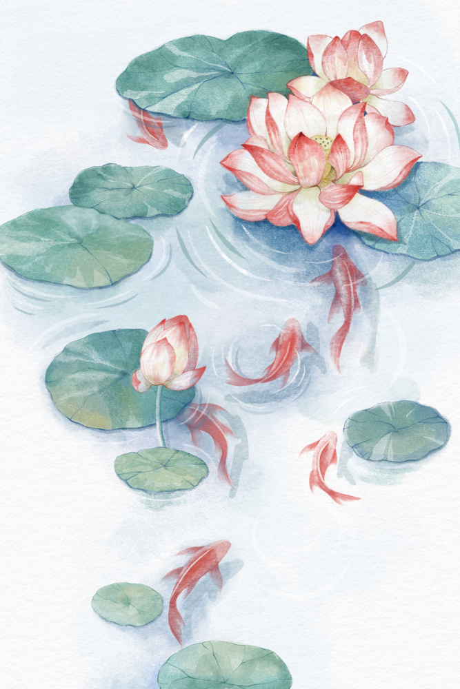 Lotus Pond Water Color von Xuan Thai