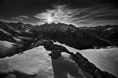 Moonlight over Tasman Glacier