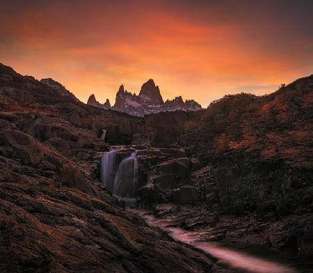 Waterfall Sunset