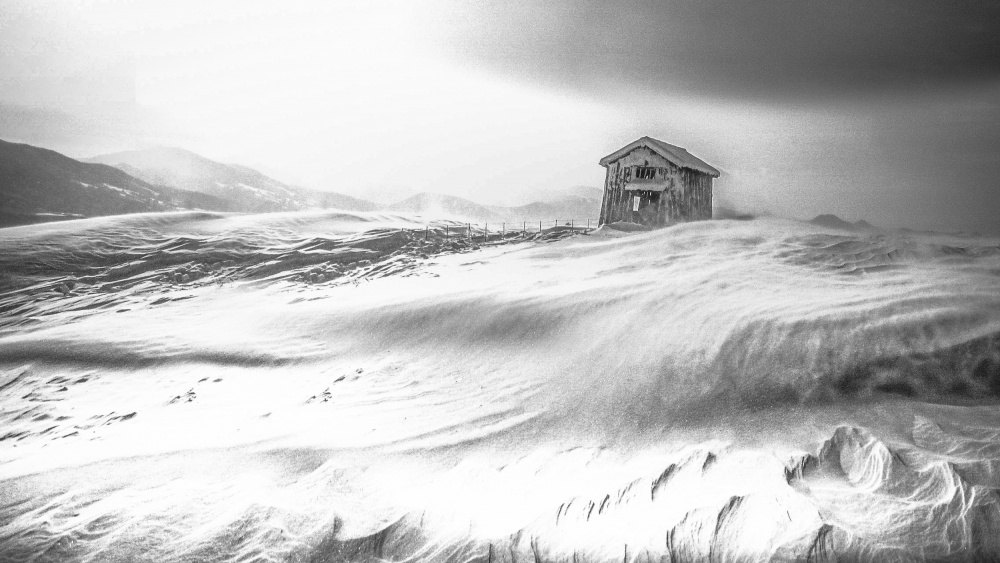 A hut in snowy blizzard von YoungIl Kim