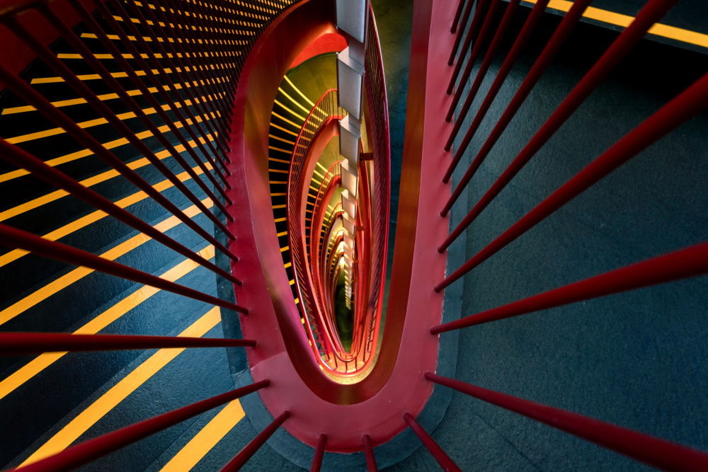 Red spiral ladder von Yuan Cui