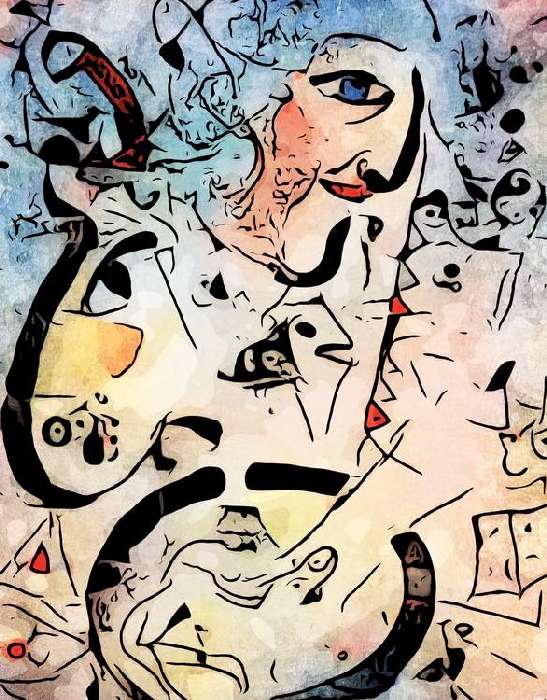 Miro trifft Chagall (Le profil et l\\\'enfant rouge) von zamart