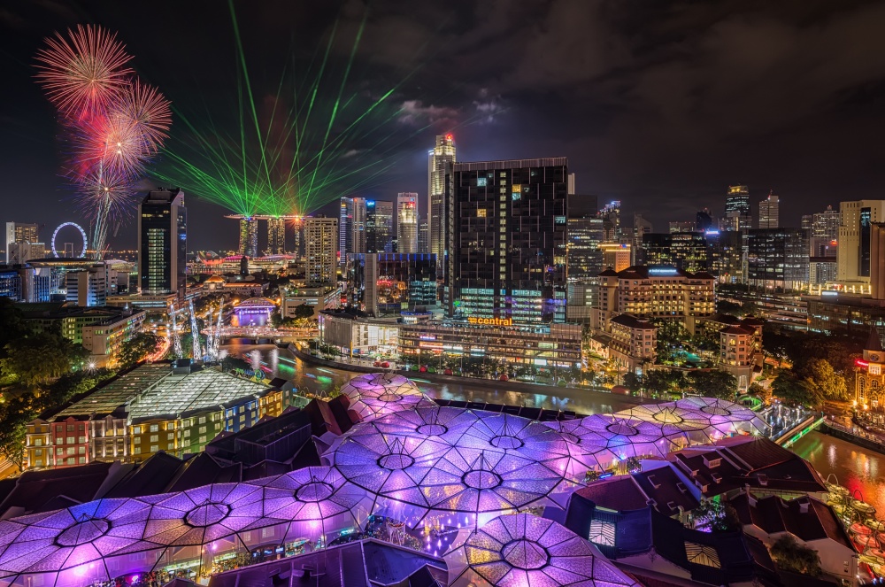 Singapore Clark Quay Night View von Zexsen Xie